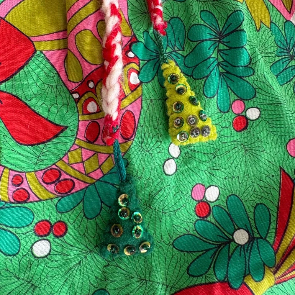 Vtg Kitchy Christmas Skirt Retro Toy Border Print Festive 1950s  Midi 24in Waist